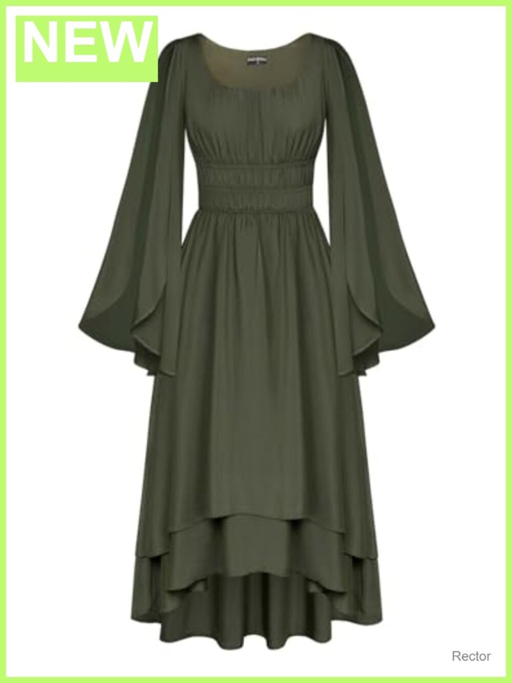 Renaissance Costume Split Bell Sleeve Double Layer High Low Dress